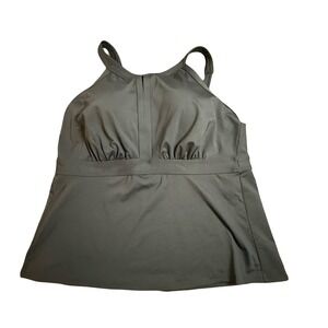 Lands End Black Tankini Swim Top Mastectomy Tummy Control Plus Size 18W
